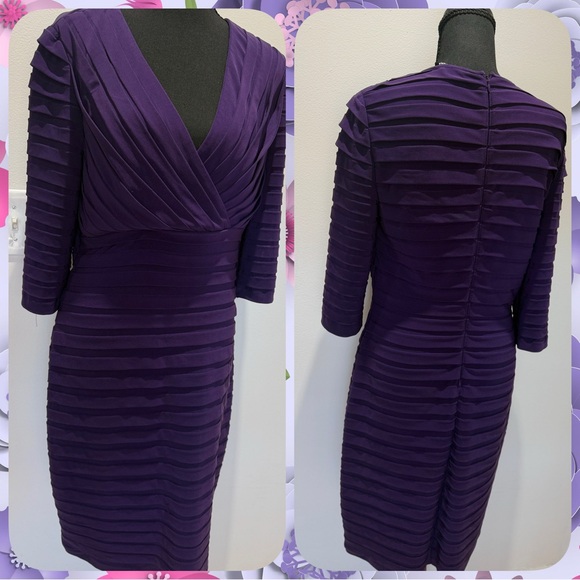 Adrianna Papell Dresses & Skirts - Adrianna Papell Deep Purple Long Sleeve Dress